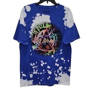 Def Leppard Graphic Band T-Shirt Medium New Neon Design Retro Colorful Tie Dye